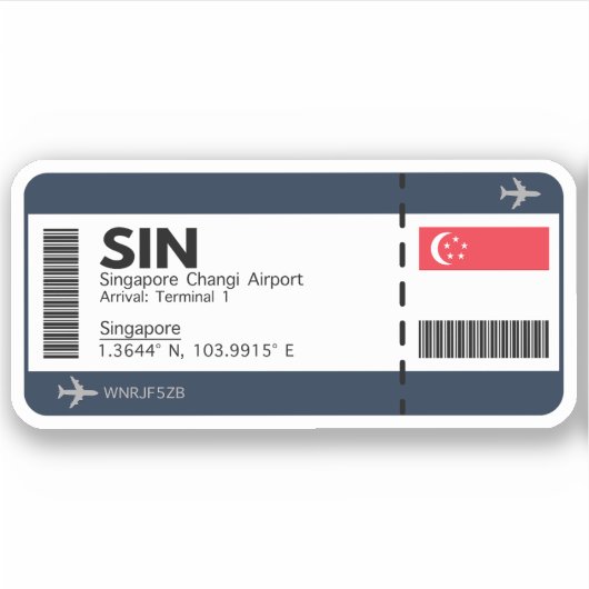 Sticker Carte d'embarquement Singapour - billet d'aéroport (Devant)