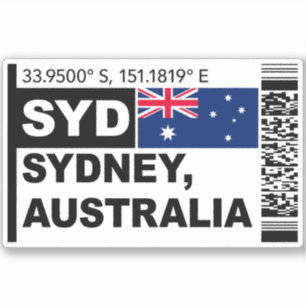 Sticker Carte d'embarquement SYD Sydney - Voyage en Austra
