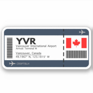 Sticker Carte d'embarquement YVR Vancouver - Billets Canad