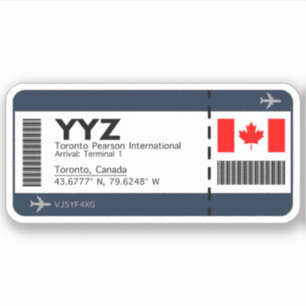 Sticker Carte d'embarquement YYZ Toronto - Billets Canada