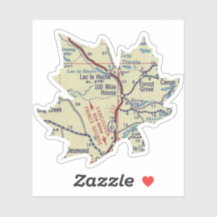 Sticker Carte des années 50 de 100 Mile House BC