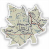 Sticker Carte des années 50 de Williams Lake BC (Devant)