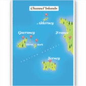 Sticker Carte des îles Anglo-Normandes affiche. (Devant)