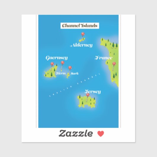 Sticker Carte des îles Anglo-Normandes affiche. (Feuille)