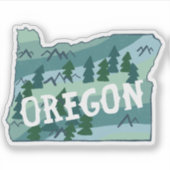 Sticker CARTE D'OREGON Crayon coloré Art (Devant)