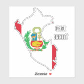 Sticker Carte Drapeau Pérou (Feuille)