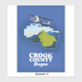 Sticker Carte du comté de Crook Oregon (Feuille)
