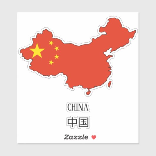Sticker Carte du drapeau chinois (Feuille)