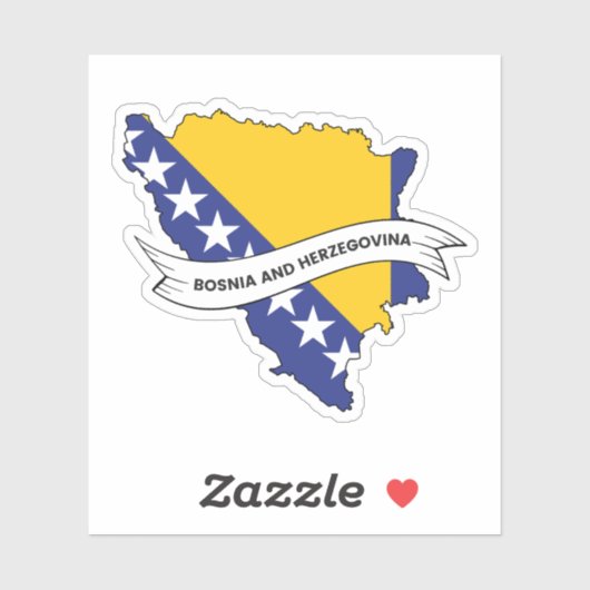 Sticker Carte du Drapeau de Bosnie-Herzégovine (Feuille)