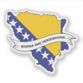 Sticker Carte du Drapeau de Bosnie-Herzégovine (Devant)