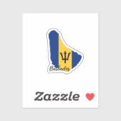 Sticker Carte du drapeau de la Barbade (Feuille)