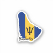 Sticker Carte du drapeau de la Barbade (Recto)