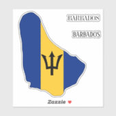 Sticker Carte du drapeau de la Barbade (Feuille)