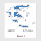 Sticker Carte du drapeau de la Grèce (Feuille)
