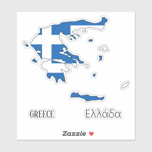 Sticker Carte du drapeau de la Grèce (Feuille)