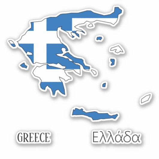 Sticker Carte du drapeau de la Grèce (Devant)