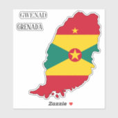 Sticker Carte du drapeau de la Grenade (Feuille)