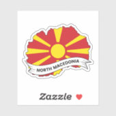 Sticker Carte du drapeau de la Macédoine du Nord (Feuille)