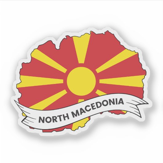 Sticker Carte du drapeau de la Macédoine du Nord (Devant)