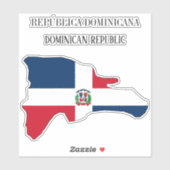 Sticker Carte du drapeau de la République Dominicaine (Feuille)