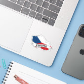Sticker Carte du drapeau de la République tchèque (Ordinateur portable avec iPhone)