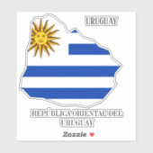 Sticker Carte du drapeau de l'Uruguay (Feuille)