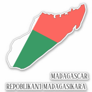 Sticker Carte du drapeau de Madagascar Patriotique