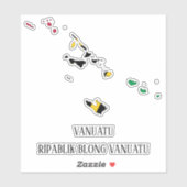 Sticker Carte du drapeau de Vanuatu (Feuille)