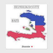 Sticker Carte du drapeau d'Haïti (Feuille)