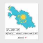 Sticker Carte du drapeau du Kazakhstan Patriotique (Feuille)