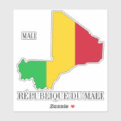 Sticker Carte du drapeau du Mali Patriotique (Feuille)