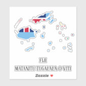 Sticker Carte du drapeau fidjien (Feuille)