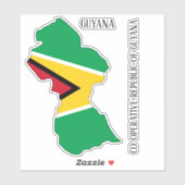 Sticker Carte du drapeau guyanais (Feuille)