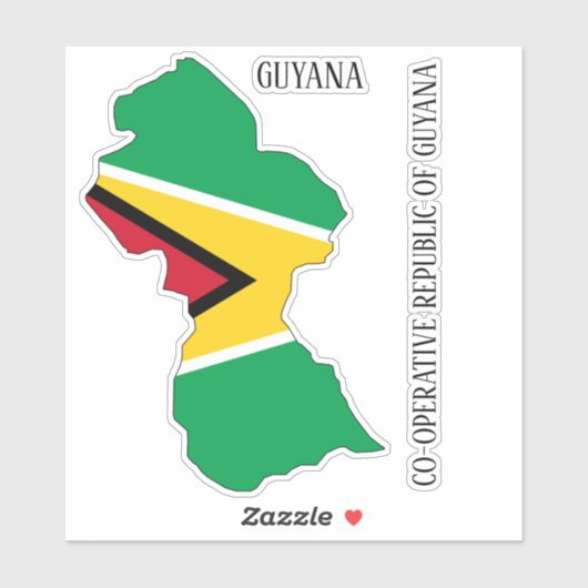 Sticker Carte du drapeau guyanais (Feuille)