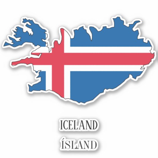Sticker Carte du drapeau islandais (Devant)