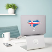 Sticker Carte du drapeau islandais (Ordinateur portable sur le bureau)