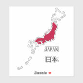 Sticker Carte du drapeau japonais (Feuille)