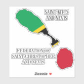 Sticker Carte du Drapeau Saint-Kitts-et-Nevis (Feuille)