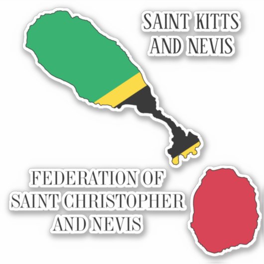 Sticker Carte du Drapeau Saint-Kitts-et-Nevis (Devant)