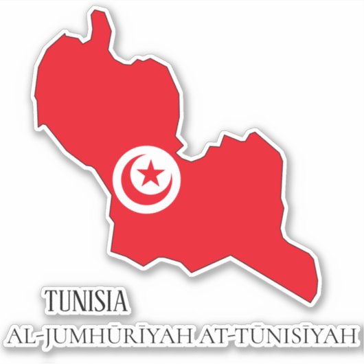 Sticker Carte du drapeau tunisien Patriotique (Devant)