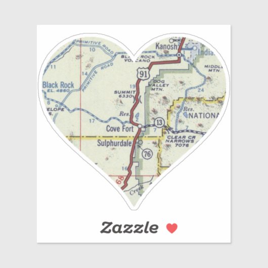 Sticker Carte du fort Cove Utah (Feuille)