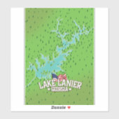Sticker Carte du lac Lanier Georgia (Feuille)