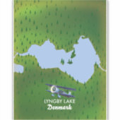 Sticker Carte du lac Lyngby Danemark (Devant)