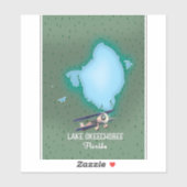 Sticker Carte du lac Okeechobee Floride. (Feuille)