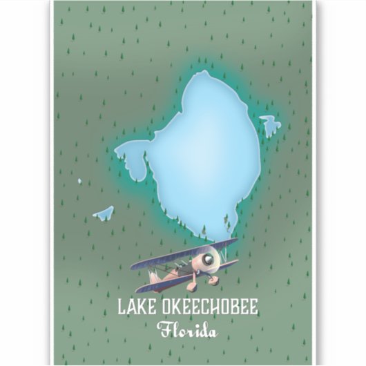 Sticker Carte du lac Okeechobee Floride. (Devant)