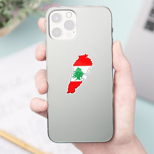 Sticker Carte du Liban avec drapeau (Téléphone)