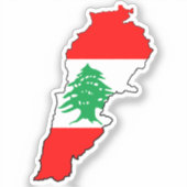 Sticker Carte du Liban avec drapeau (Recto)