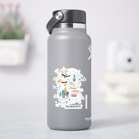 Sticker Carte du livre de Metropolis (HydroFlask)