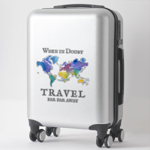 Sticker Carte du monde à l'aquarelle Citation de voyage