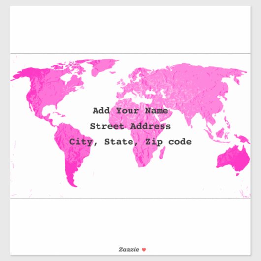 Sticker Carte du monde Voyageur Abstrait rose violet d'art (Feuille)